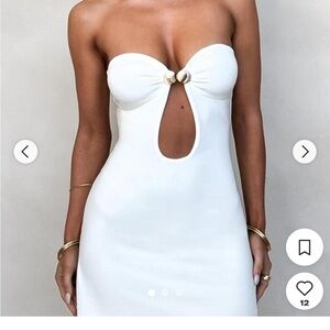 Tiger Mist Strapless White Dress with Keyhole Detail
